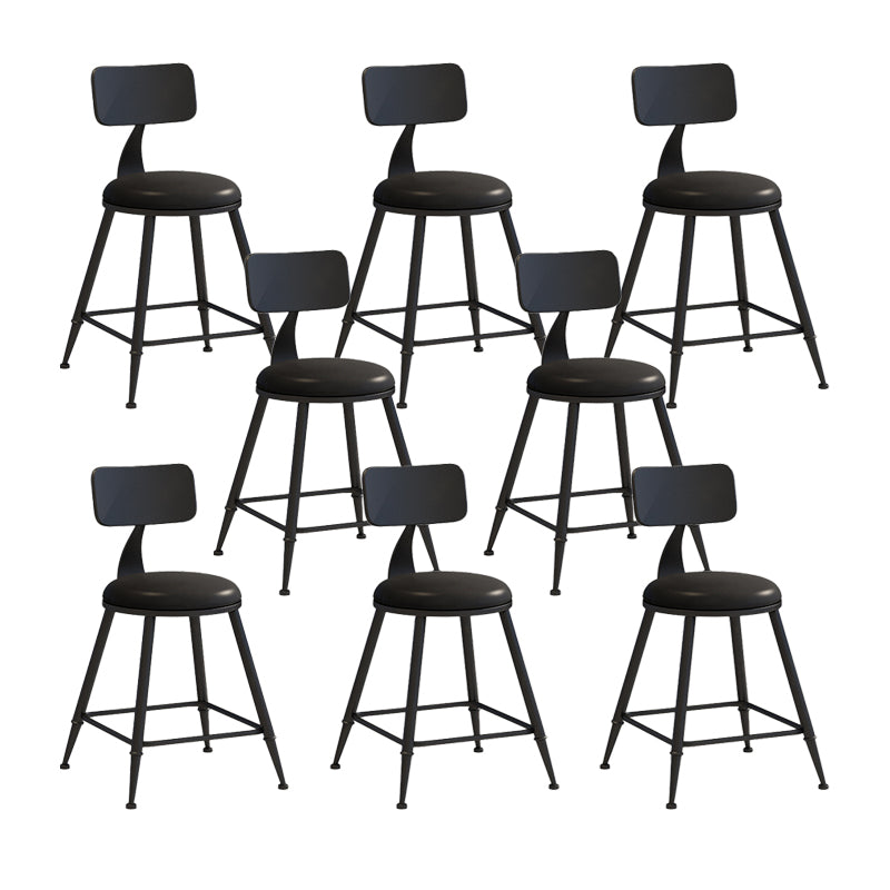 Nordic Armless Backrest Counter Stool Iron Couture Bar Stool with Cushion and Pedal Black 8 Piece Set Short Stool(18"H) Clearhalo 'Bar Furniture' 'Bar Stools' 'bar_stools' 'furn' 'furn_bar_stools' 'Furniture' 'Kitchen & Dining Furniture' 6152169