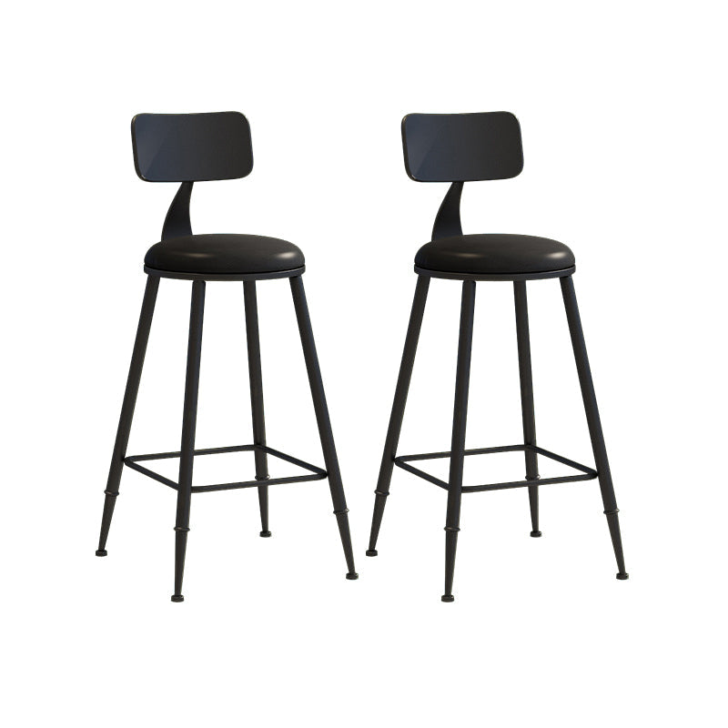 Nordic Armless Backrest Counter Stool Iron Couture Bar Stool with Cushion and Pedal Black 2 Piece Set Counter Stool(26"H) Clearhalo 'Bar Furniture' 'Bar Stools' 'bar_stools' 'furn' 'furn_bar_stools' 'Furniture' 'Kitchen & Dining Furniture' 6152171