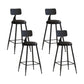 Nordic Armless Backrest Counter Stool Iron Couture Bar Stool with Cushion and Pedal Black 4 Piece Set Counter Stool(26"H) Clearhalo 'Bar Furniture' 'Bar Stools' 'bar_stools' 'furn' 'furn_bar_stools' 'Furniture' 'Kitchen & Dining Furniture' 6152172