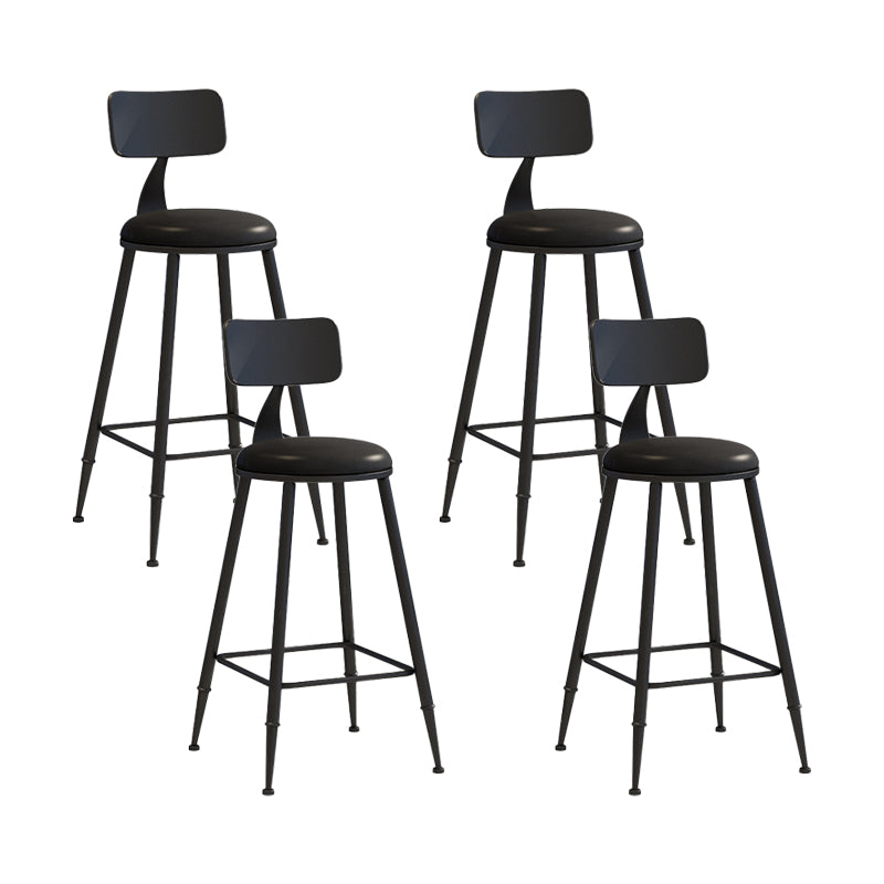 Nordic Armless Backrest Counter Stool Iron Couture Bar Stool with Cushion and Pedal Black 4 Piece Set Counter Stool(26"H) Clearhalo 'Bar Furniture' 'Bar Stools' 'bar_stools' 'furn' 'furn_bar_stools' 'Furniture' 'Kitchen & Dining Furniture' 6152172