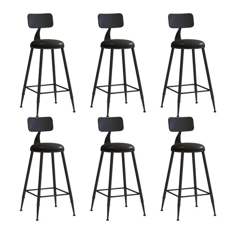 Nordic Armless Backrest Counter Stool Iron Couture Bar Stool with Cushion and Pedal Black 6 Piece Set Counter Stool(26"H) Clearhalo 'Bar Furniture' 'Bar Stools' 'bar_stools' 'furn' 'furn_bar_stools' 'Furniture' 'Kitchen & Dining Furniture' 6152173