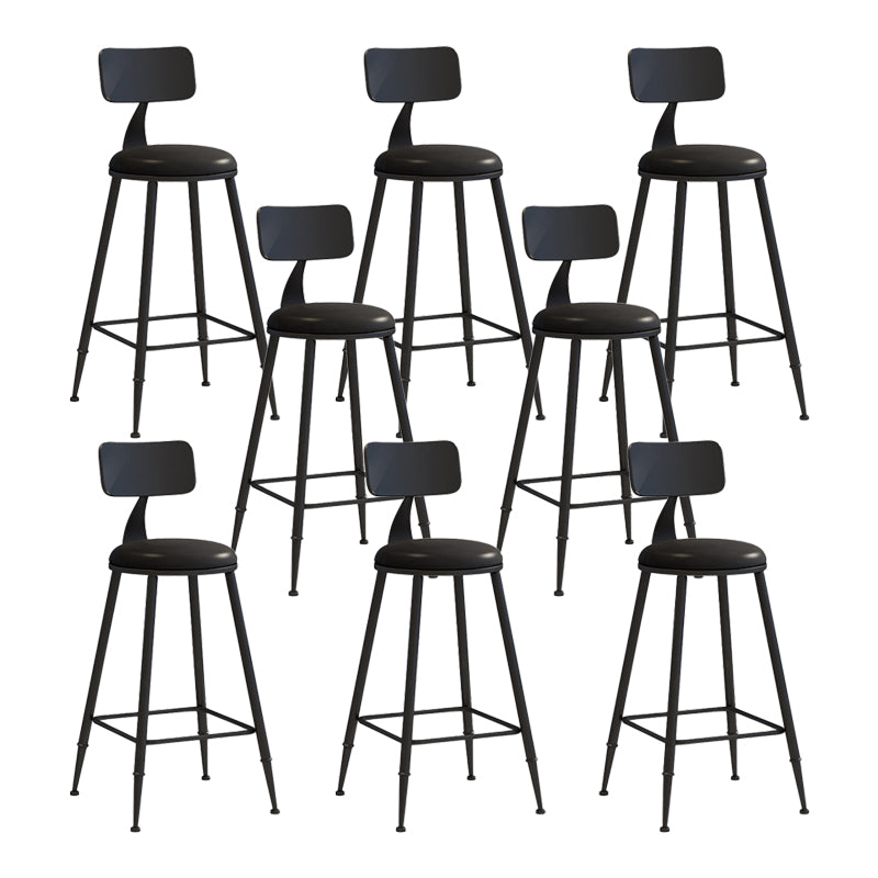 Nordic Armless Backrest Counter Stool Iron Couture Bar Stool with Cushion and Pedal Black 8 Piece Set Counter Stool(26"H) Clearhalo 'Bar Furniture' 'Bar Stools' 'bar_stools' 'furn' 'furn_bar_stools' 'Furniture' 'Kitchen & Dining Furniture' 6152174