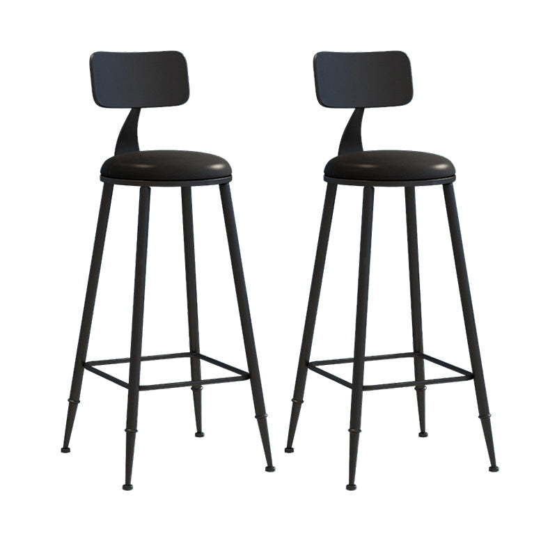Nordic Armless Backrest Counter Stool Iron Couture Bar Stool with Cushion and Pedal Black 2 Piece Set Bar Stool(30"H) Clearhalo 'Bar Furniture' 'Bar Stools' 'bar_stools' 'furn' 'furn_bar_stools' 'Furniture' 'Kitchen & Dining Furniture' 6152176