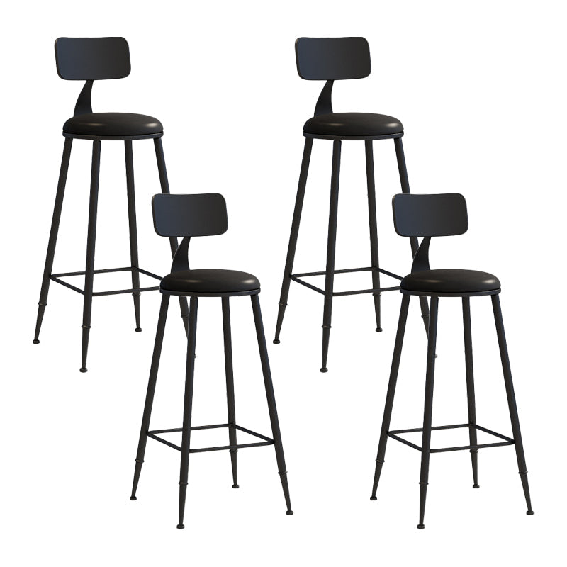 Nordic Armless Backrest Counter Stool Iron Couture Bar Stool with Cushion and Pedal Black 4 Piece Set Bar Stool(30"H) Clearhalo 'Bar Furniture' 'Bar Stools' 'bar_stools' 'furn' 'furn_bar_stools' 'Furniture' 'Kitchen & Dining Furniture' 6152177