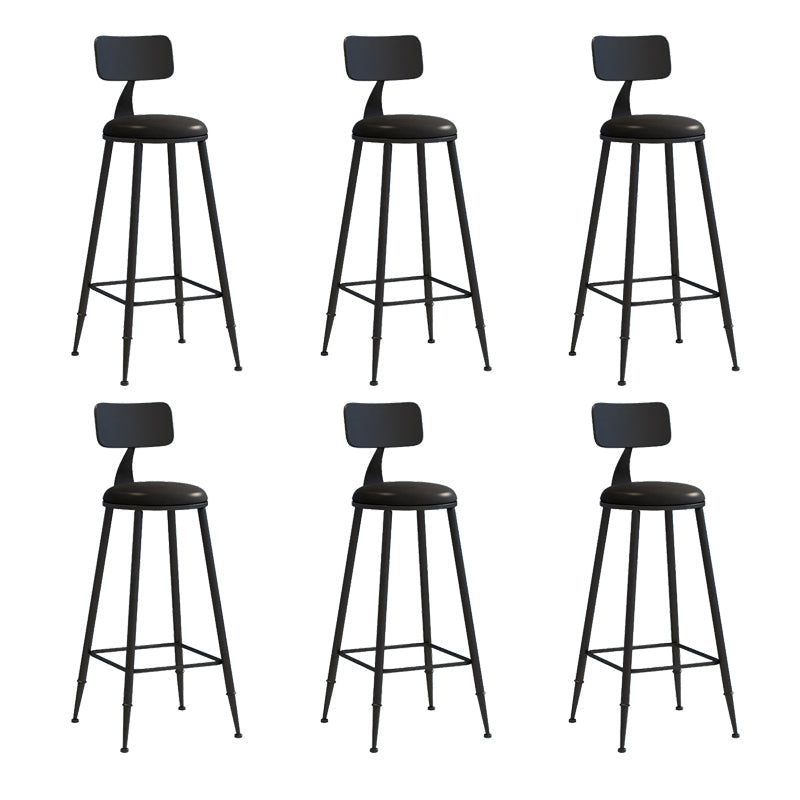 Nordic Armless Backrest Counter Stool Iron Couture Bar Stool with Cushion and Pedal Black 6 Piece Set Bar Stool(30"H) Clearhalo 'Bar Furniture' 'Bar Stools' 'bar_stools' 'furn' 'furn_bar_stools' 'Furniture' 'Kitchen & Dining Furniture' 6152178