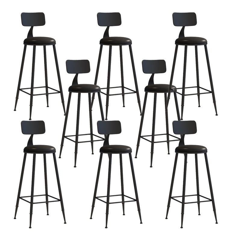 Nordic Armless Backrest Counter Stool Iron Couture Bar Stool with Cushion and Pedal Black 8 Piece Set Bar Stool(30"H) Clearhalo 'Bar Furniture' 'Bar Stools' 'bar_stools' 'furn' 'furn_bar_stools' 'Furniture' 'Kitchen & Dining Furniture' 6152179