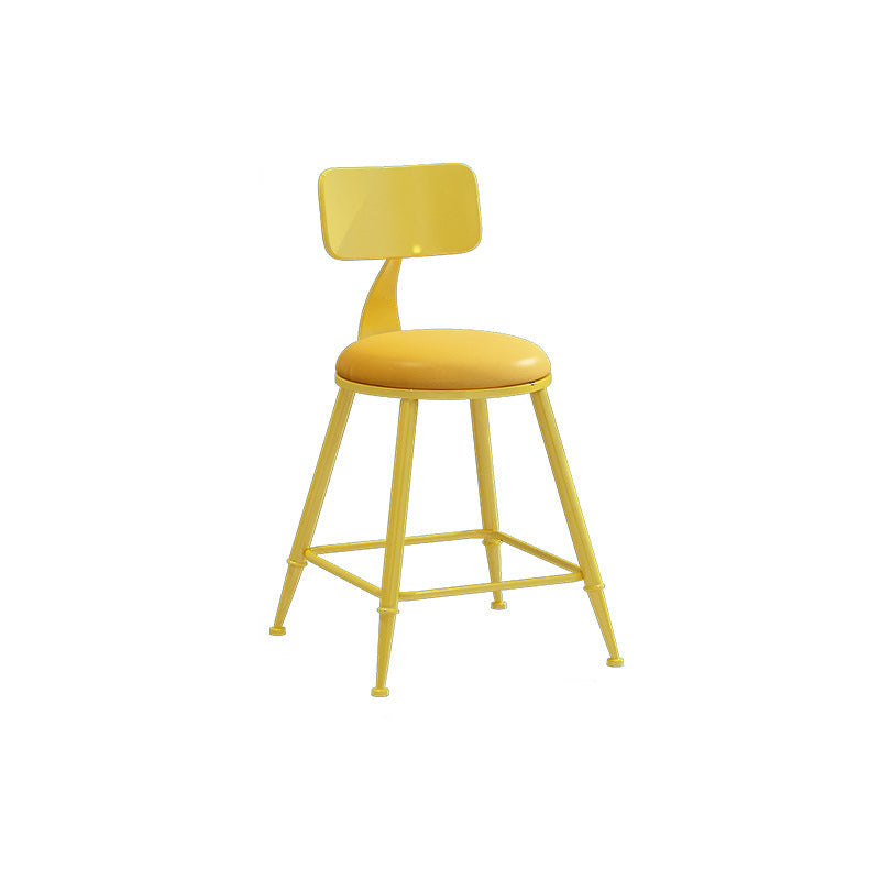 Nordic Armless Backrest Counter Stool Iron Couture Bar Stool with Cushion and Pedal Yellow 1 Piece Short Stool(18"H) Clearhalo 'Bar Furniture' 'Bar Stools' 'bar_stools' 'furn' 'furn_bar_stools' 'Furniture' 'Kitchen & Dining Furniture' 6152180