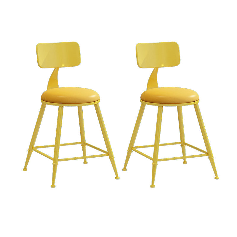Nordic Armless Backrest Counter Stool Iron Couture Bar Stool with Cushion and Pedal Yellow 2 Piece Set Short Stool(18"H) Clearhalo 'Bar Furniture' 'Bar Stools' 'bar_stools' 'furn' 'furn_bar_stools' 'Furniture' 'Kitchen & Dining Furniture' 6152181