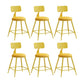 Nordic Armless Backrest Counter Stool Iron Couture Bar Stool with Cushion and Pedal Yellow 6 Piece Set Short Stool(18"H) Clearhalo 'Bar Furniture' 'Bar Stools' 'bar_stools' 'furn' 'furn_bar_stools' 'Furniture' 'Kitchen & Dining Furniture' 6152183