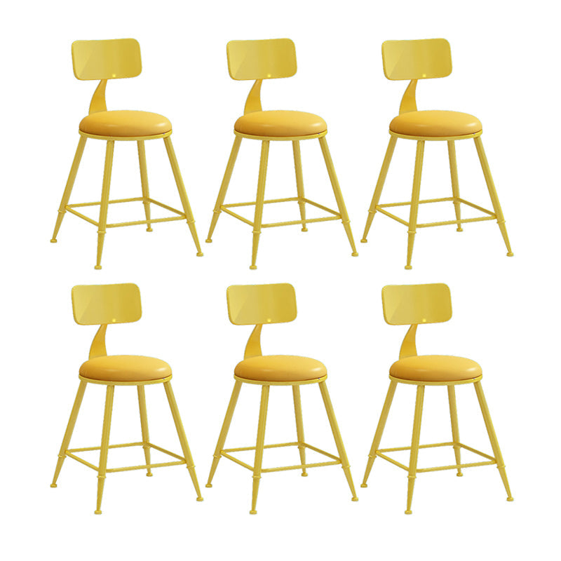 Nordic Armless Backrest Counter Stool Iron Couture Bar Stool with Cushion and Pedal Yellow 6 Piece Set Short Stool(18"H) Clearhalo 'Bar Furniture' 'Bar Stools' 'bar_stools' 'furn' 'furn_bar_stools' 'Furniture' 'Kitchen & Dining Furniture' 6152183