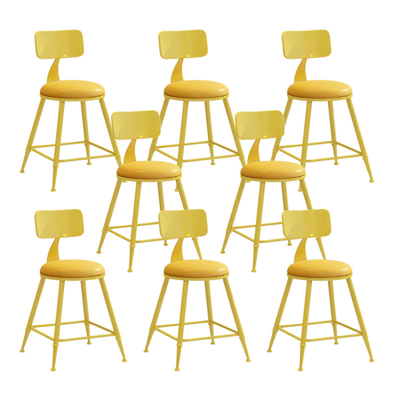 Nordic Armless Backrest Counter Stool Iron Couture Bar Stool with Cushion and Pedal Yellow 8 Piece Set Short Stool(18"H) Clearhalo 'Bar Furniture' 'Bar Stools' 'bar_stools' 'furn' 'furn_bar_stools' 'Furniture' 'Kitchen & Dining Furniture' 6152184