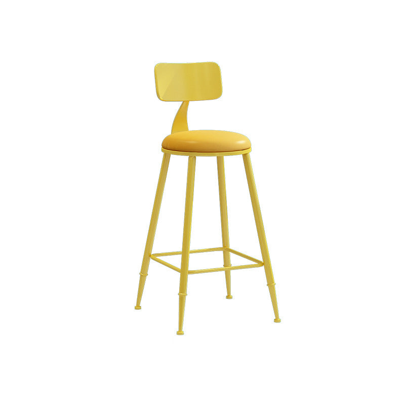 Nordic Armless Backrest Counter Stool Iron Couture Bar Stool with Cushion and Pedal Yellow 1 Piece Counter Stool(26"H) Clearhalo 'Bar Furniture' 'Bar Stools' 'bar_stools' 'furn' 'furn_bar_stools' 'Furniture' 'Kitchen & Dining Furniture' 6152185