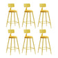 Nordic Armless Backrest Counter Stool Iron Couture Bar Stool with Cushion and Pedal Yellow 6 Piece Set Counter Stool(26"H) Clearhalo 'Bar Furniture' 'Bar Stools' 'bar_stools' 'furn' 'furn_bar_stools' 'Furniture' 'Kitchen & Dining Furniture' 6152188