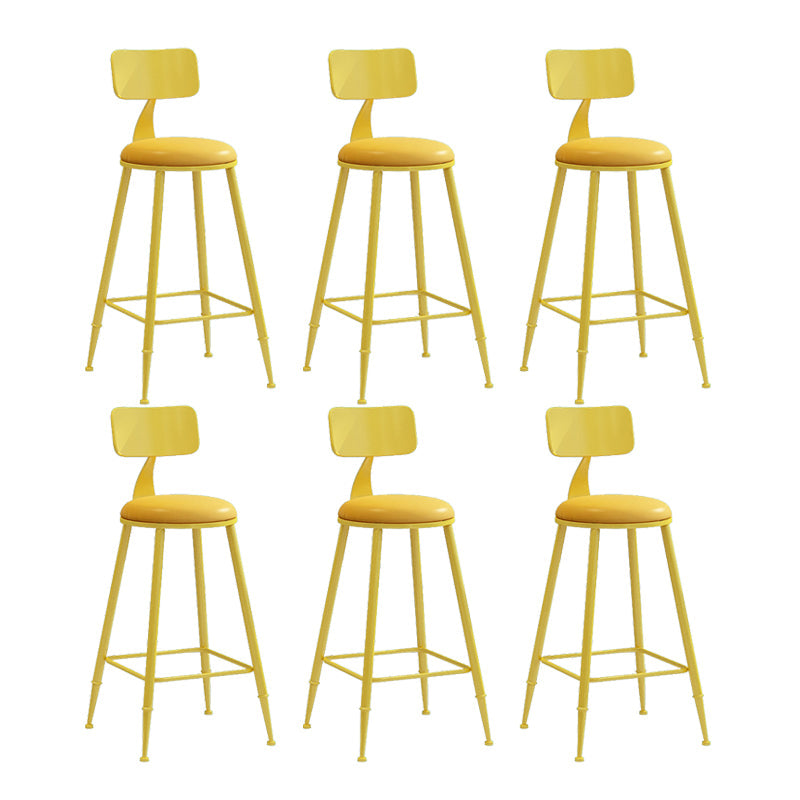 Nordic Armless Backrest Counter Stool Iron Couture Bar Stool with Cushion and Pedal Yellow 6 Piece Set Counter Stool(26"H) Clearhalo 'Bar Furniture' 'Bar Stools' 'bar_stools' 'furn' 'furn_bar_stools' 'Furniture' 'Kitchen & Dining Furniture' 6152188
