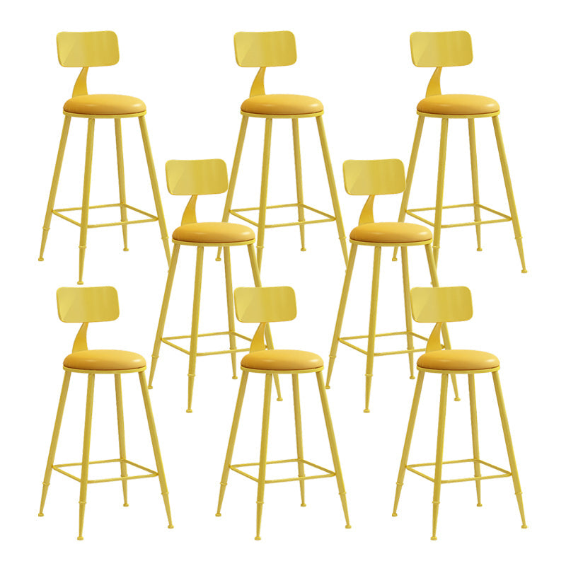 Nordic Armless Backrest Counter Stool Iron Couture Bar Stool with Cushion and Pedal Yellow 8 Piece Set Counter Stool(26"H) Clearhalo 'Bar Furniture' 'Bar Stools' 'bar_stools' 'furn' 'furn_bar_stools' 'Furniture' 'Kitchen & Dining Furniture' 6152189