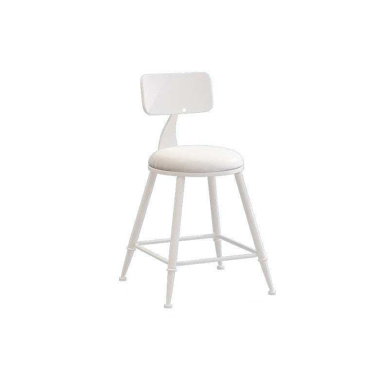 Nordic Armless Backrest Counter Stool Iron Couture Bar Stool with Cushion and Pedal White 1 Piece Short Stool(18"H) Clearhalo 'Bar Furniture' 'Bar Stools' 'bar_stools' 'furn' 'furn_bar_stools' 'Furniture' 'Kitchen & Dining Furniture' 6152190