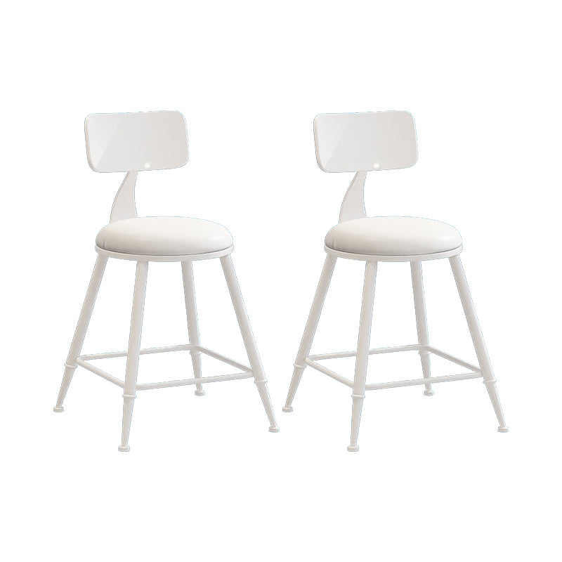 Nordic Armless Backrest Counter Stool Iron Couture Bar Stool with Cushion and Pedal White 2 Piece Set Short Stool(18"H) Clearhalo 'Bar Furniture' 'Bar Stools' 'bar_stools' 'furn' 'furn_bar_stools' 'Furniture' 'Kitchen & Dining Furniture' 6152191