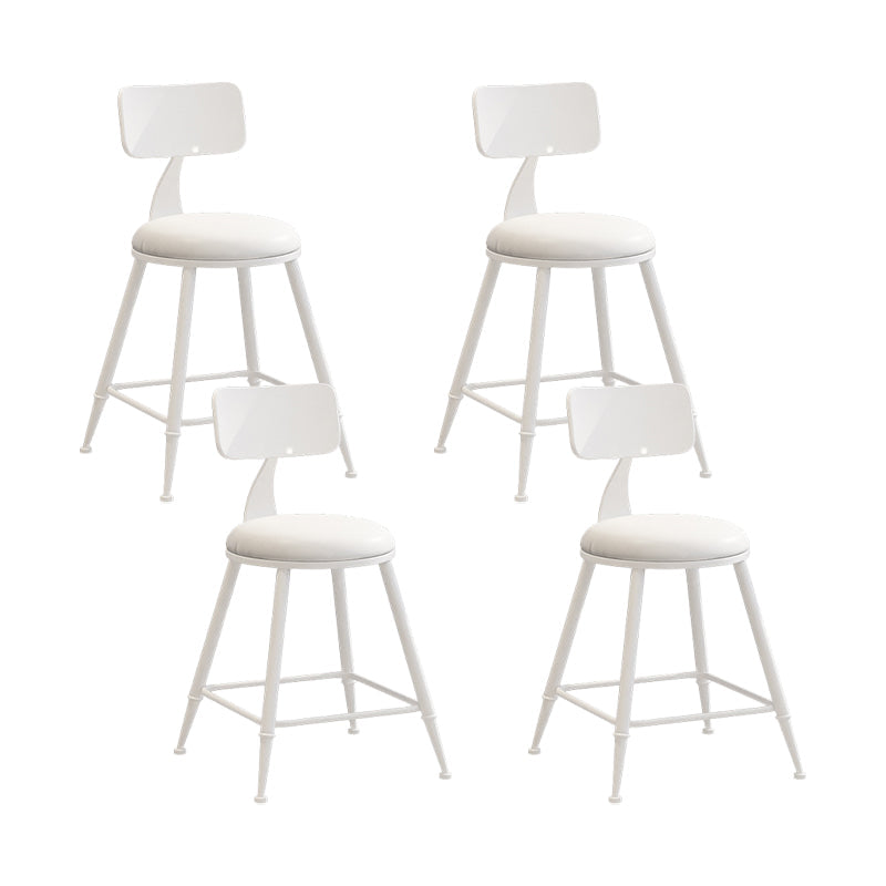 Nordic Armless Backrest Counter Stool Iron Couture Bar Stool with Cushion and Pedal White 4 Piece Set Short Stool(18"H) Clearhalo 'Bar Furniture' 'Bar Stools' 'bar_stools' 'furn' 'furn_bar_stools' 'Furniture' 'Kitchen & Dining Furniture' 6152192