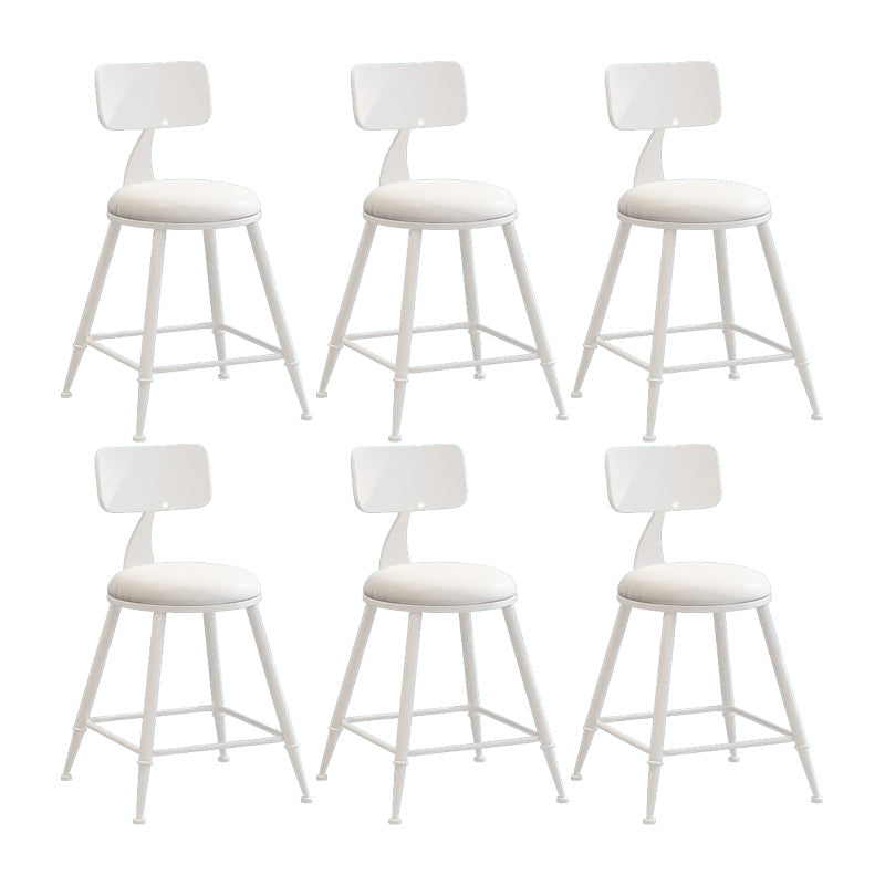 Nordic Armless Backrest Counter Stool Iron Couture Bar Stool with Cushion and Pedal White 6 Piece Set Short Stool(18"H) Clearhalo 'Bar Furniture' 'Bar Stools' 'bar_stools' 'furn' 'furn_bar_stools' 'Furniture' 'Kitchen & Dining Furniture' 6152193