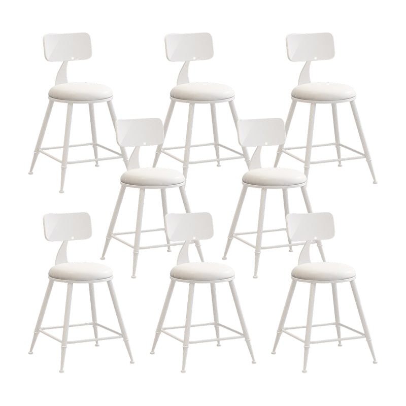 Nordic Armless Backrest Counter Stool Iron Couture Bar Stool with Cushion and Pedal White 8 Piece Set Short Stool(18"H) Clearhalo 'Bar Furniture' 'Bar Stools' 'bar_stools' 'furn' 'furn_bar_stools' 'Furniture' 'Kitchen & Dining Furniture' 6152194