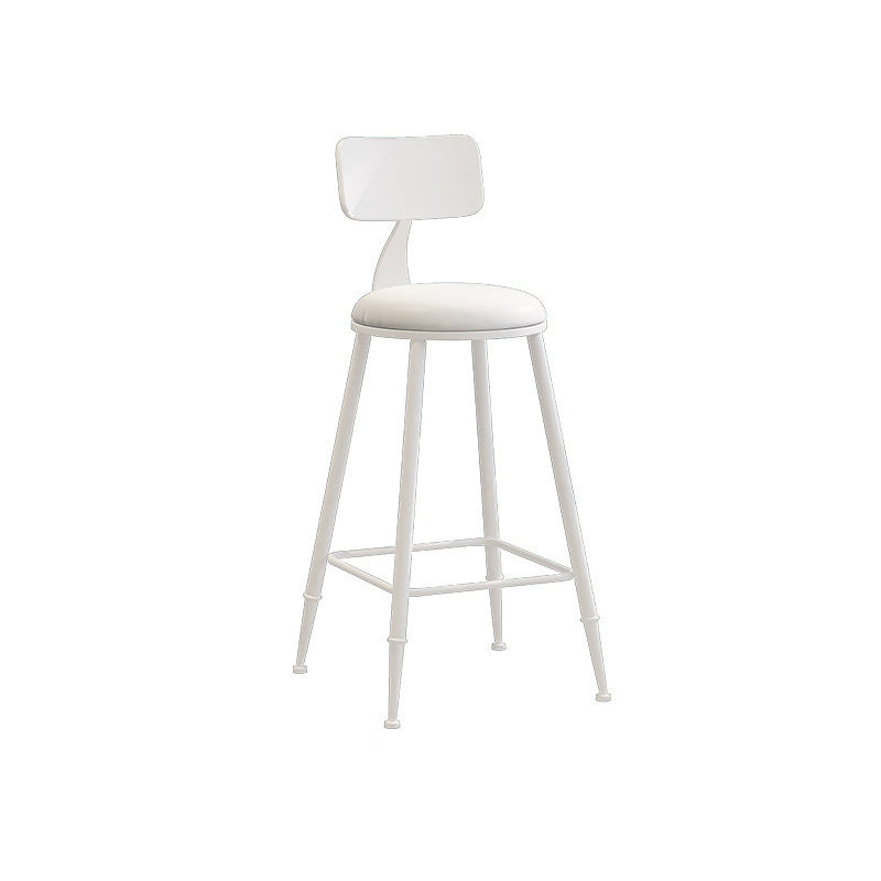 Nordic Armless Backrest Counter Stool Iron Couture Bar Stool with Cushion and Pedal White 1 Piece Counter Stool(26"H) Clearhalo 'Bar Furniture' 'Bar Stools' 'bar_stools' 'furn' 'furn_bar_stools' 'Furniture' 'Kitchen & Dining Furniture' 6152195