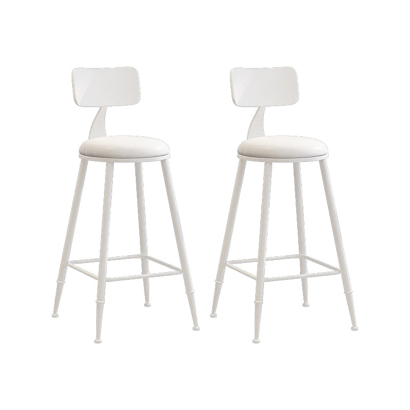 Nordic Armless Backrest Counter Stool Iron Couture Bar Stool with Cushion and Pedal White 2 Piece Set Counter Stool(26"H) Clearhalo 'Bar Furniture' 'Bar Stools' 'bar_stools' 'furn' 'furn_bar_stools' 'Furniture' 'Kitchen & Dining Furniture' 6152196