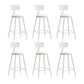 Nordic Armless Backrest Counter Stool Iron Couture Bar Stool with Cushion and Pedal White 6 Piece Set Counter Stool(26"H) Clearhalo 'Bar Furniture' 'Bar Stools' 'bar_stools' 'furn' 'furn_bar_stools' 'Furniture' 'Kitchen & Dining Furniture' 6152198