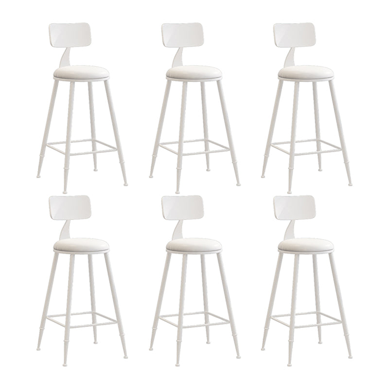 Nordic Armless Backrest Counter Stool Iron Couture Bar Stool with Cushion and Pedal White 6 Piece Set Counter Stool(26"H) Clearhalo 'Bar Furniture' 'Bar Stools' 'bar_stools' 'furn' 'furn_bar_stools' 'Furniture' 'Kitchen & Dining Furniture' 6152198