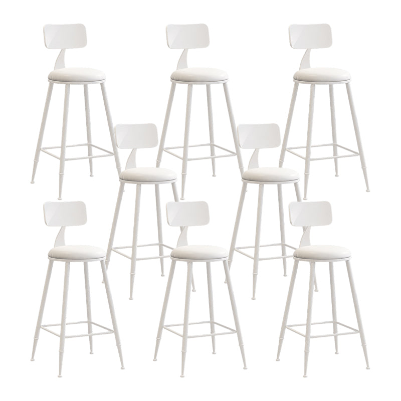 Nordic Armless Backrest Counter Stool Iron Couture Bar Stool with Cushion and Pedal White 8 Piece Set Counter Stool(26"H) Clearhalo 'Bar Furniture' 'Bar Stools' 'bar_stools' 'furn' 'furn_bar_stools' 'Furniture' 'Kitchen & Dining Furniture' 6152199