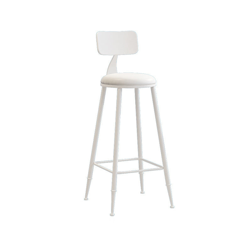 Nordic Armless Backrest Counter Stool Iron Couture Bar Stool with Cushion and Pedal White 1 Piece Bar Stool(30"H) Clearhalo 'Bar Furniture' 'Bar Stools' 'bar_stools' 'furn' 'furn_bar_stools' 'Furniture' 'Kitchen & Dining Furniture' 6152200