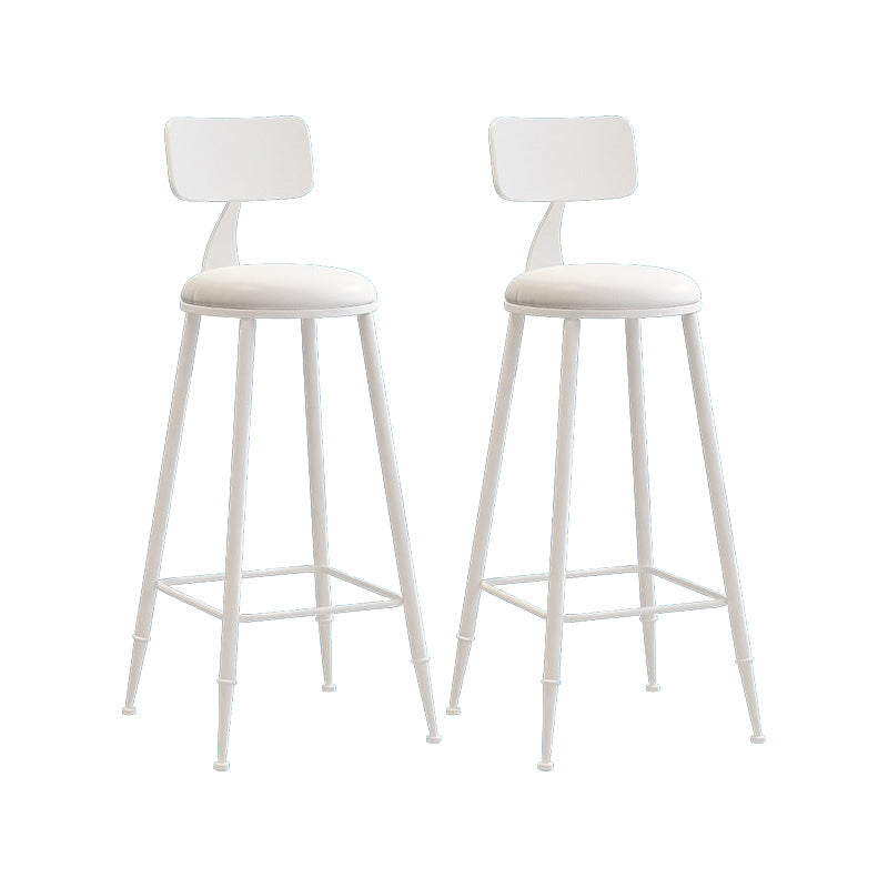 Nordic Armless Backrest Counter Stool Iron Couture Bar Stool with Cushion and Pedal White 2 Piece Set Bar Stool(30"H) Clearhalo 'Bar Furniture' 'Bar Stools' 'bar_stools' 'furn' 'furn_bar_stools' 'Furniture' 'Kitchen & Dining Furniture' 6152201