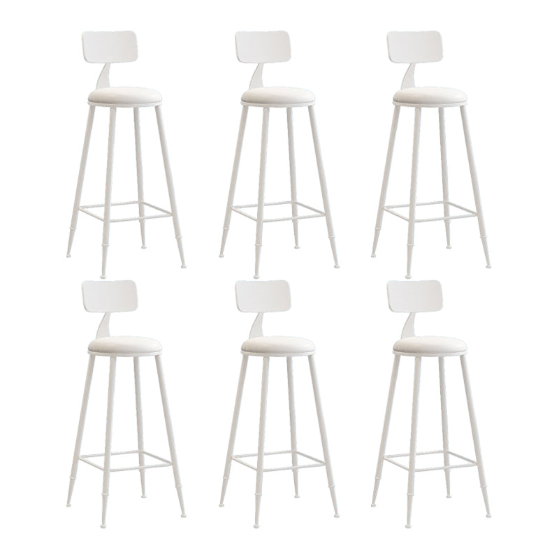 Nordic Armless Backrest Counter Stool Iron Couture Bar Stool with Cushion and Pedal White 6 Piece Set Bar Stool(30"H) Clearhalo 'Bar Furniture' 'Bar Stools' 'bar_stools' 'furn' 'furn_bar_stools' 'Furniture' 'Kitchen & Dining Furniture' 6152203
