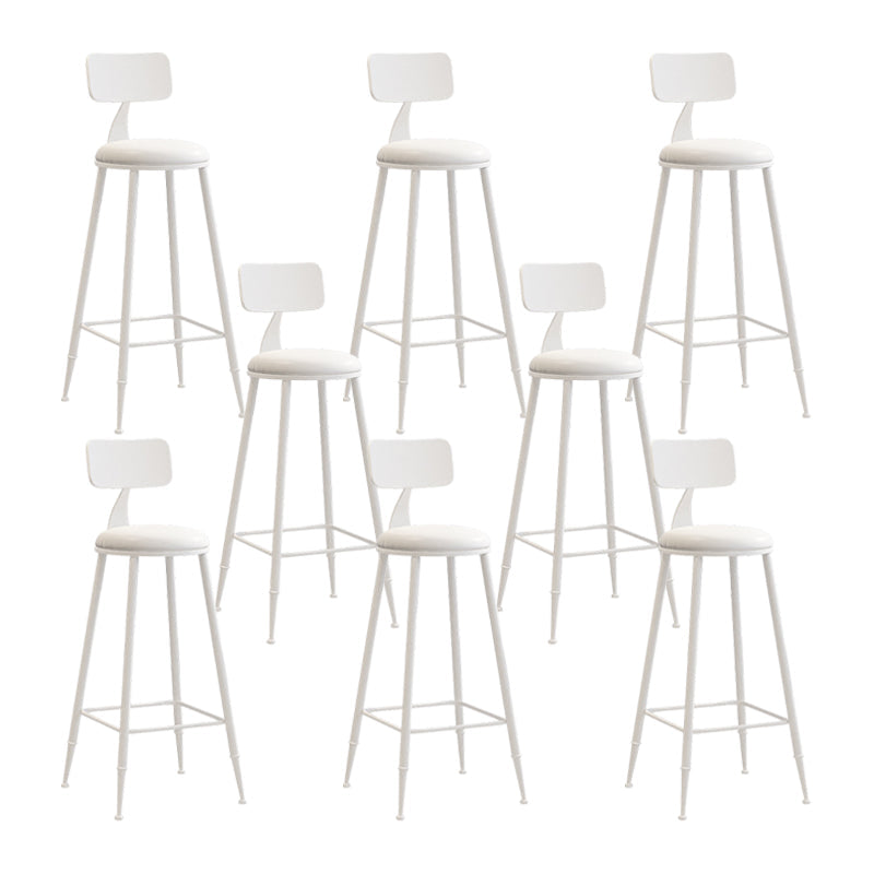 Nordic Armless Backrest Counter Stool Iron Couture Bar Stool with Cushion and Pedal White 8 Piece Set Bar Stool(30"H) Clearhalo 'Bar Furniture' 'Bar Stools' 'bar_stools' 'furn' 'furn_bar_stools' 'Furniture' 'Kitchen & Dining Furniture' 6152204
