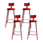 Nordic Armless Backrest Counter Stool Iron Couture Bar Stool with Cushion and Pedal Red 4 Piece Set Clearhalo 'Bar Furniture' 'Bar Stools' 'bar_stools' 'furn' 'furn_bar_stools' 'Furniture' 'Kitchen & Dining Furniture' 6152207