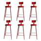 Nordic Armless Backrest Counter Stool Iron Couture Bar Stool with Cushion and Pedal Red 6 Piece Set Clearhalo 'Bar Furniture' 'Bar Stools' 'bar_stools' 'furn' 'furn_bar_stools' 'Furniture' 'Kitchen & Dining Furniture' 6152208