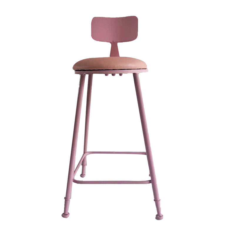 Nordic Armless Backrest Counter Stool Iron Couture Bar Stool with Cushion and Pedal Pink 1 Piece Clearhalo 'Bar Furniture' 'Bar Stools' 'bar_stools' 'furn' 'furn_bar_stools' 'Furniture' 'Kitchen & Dining Furniture' 6152210