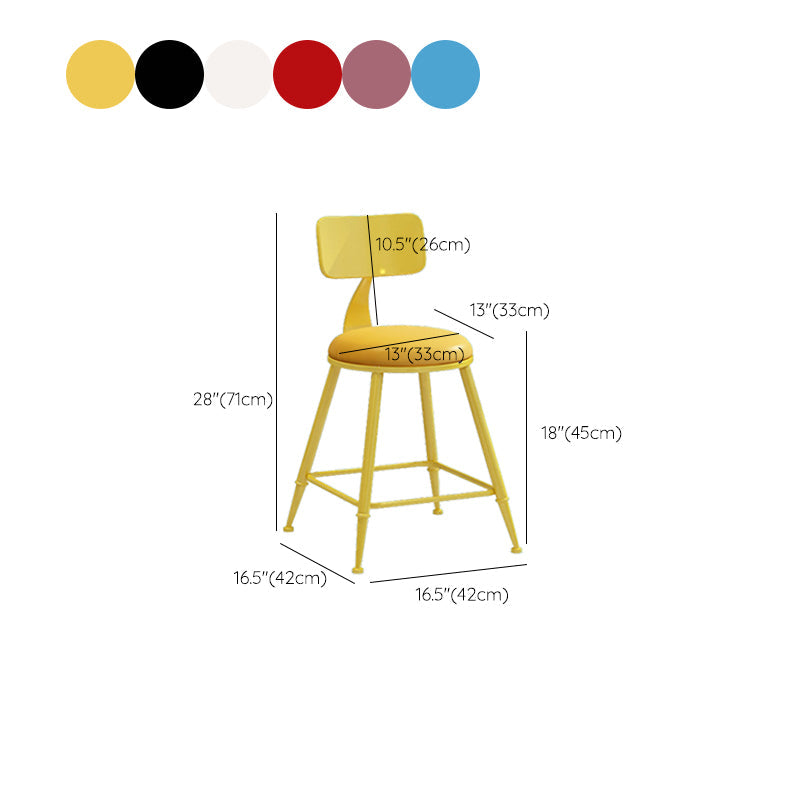 Nordic Armless Backrest Counter Stool Iron Couture Bar Stool with Cushion and Pedal Clearhalo 'Bar Furniture' 'Bar Stools' 'bar_stools' 'furn' 'furn_bar_stools' 'Furniture' 'Kitchen & Dining Furniture' 6152215