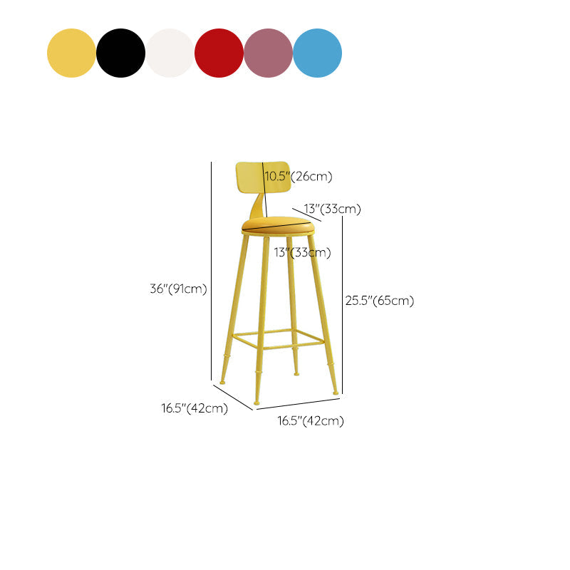 Nordic Armless Backrest Counter Stool Iron Couture Bar Stool with Cushion and Pedal Clearhalo 'Bar Furniture' 'Bar Stools' 'bar_stools' 'furn' 'furn_bar_stools' 'Furniture' 'Kitchen & Dining Furniture' 6152216