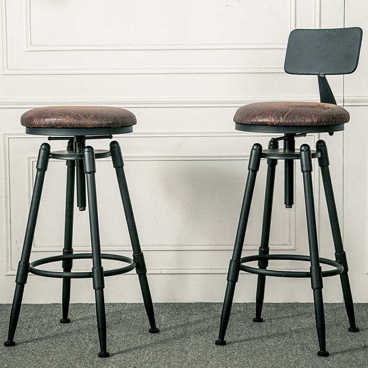Modern Armless Rotatable Counter Stool Iron Bar Stool with Pedal