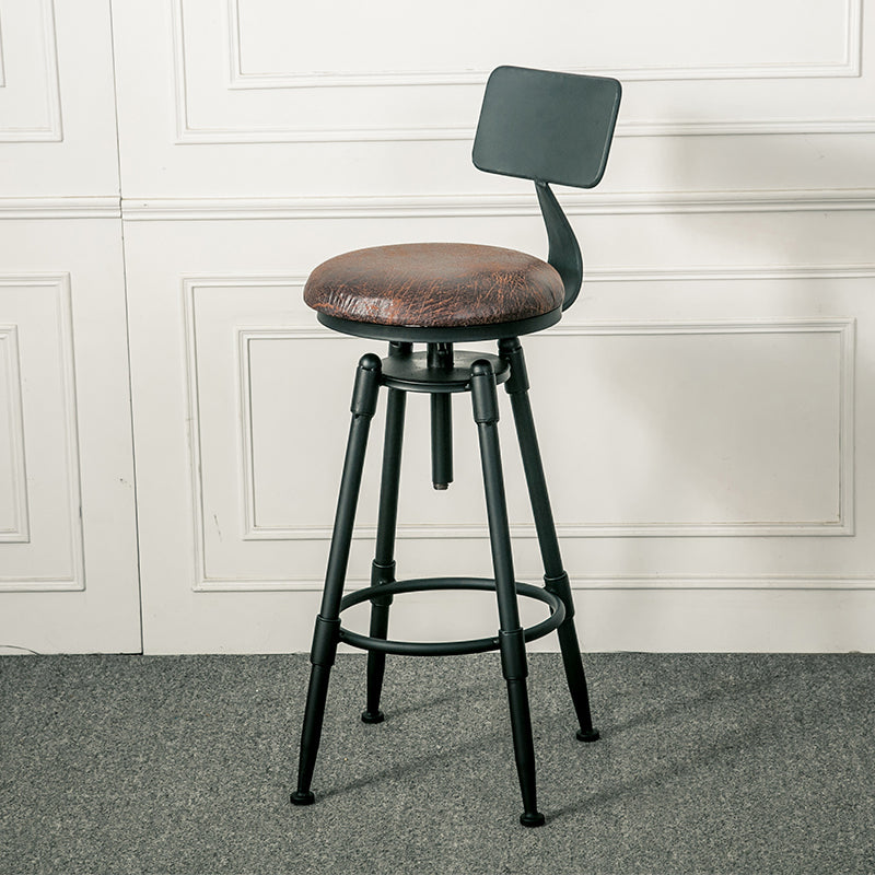 Modern Armless Rotatable Counter Stool Iron Bar Stool with Pedal