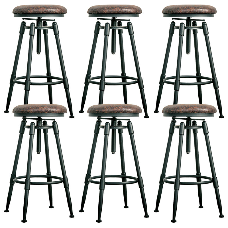Modern Armless Rotatable Counter Stool Iron Bar Stool with Pedal