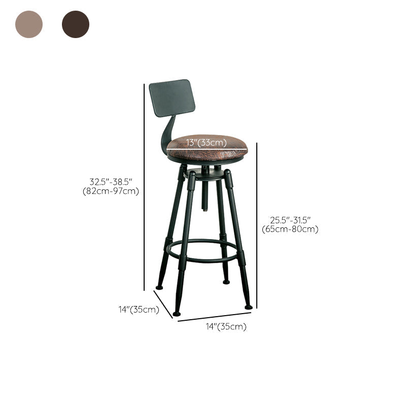 Modern Armless Rotatable Counter Stool Iron Bar Stool with Pedal