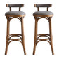 Contemporary Low Back Bar stool PU Leather Counter Bar Stool with Wooden Legs