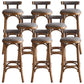 Contemporary Low Back Bar stool PU Leather Counter Bar Stool with Wooden Legs