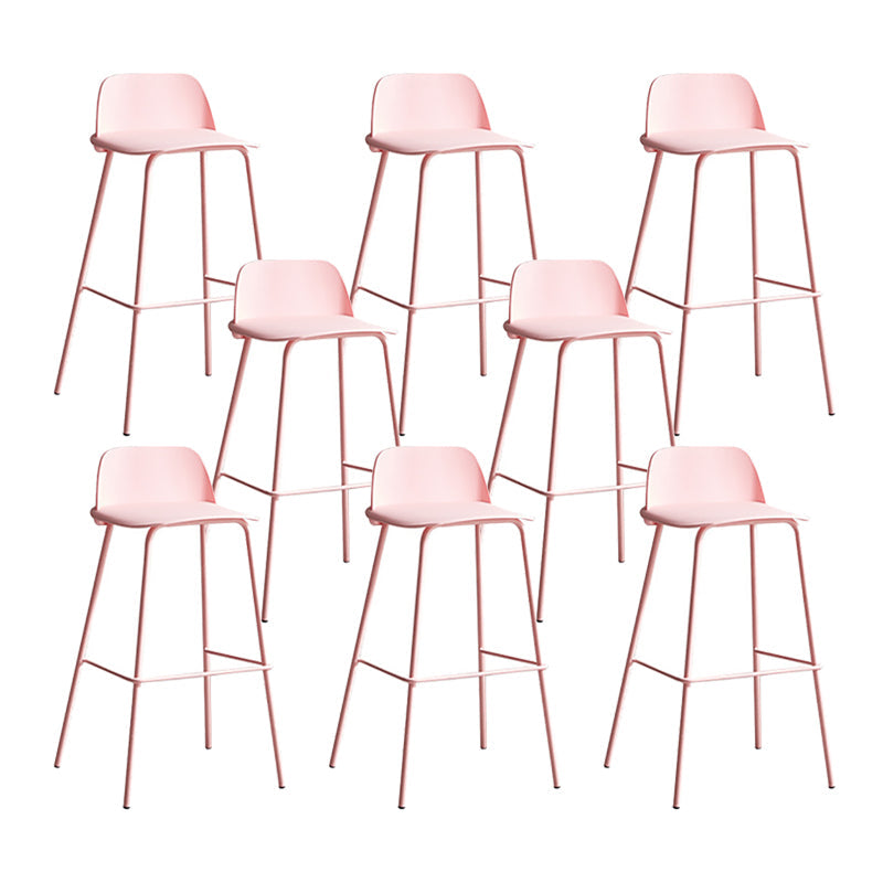 Plastic Stool Contemporary Low Back Bar Height Stool with Metal Legs
