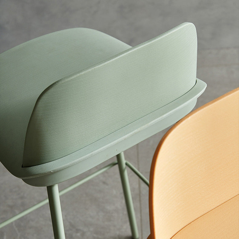 Plastic Stool Contemporary Low Back Bar Height Stool with Metal Legs