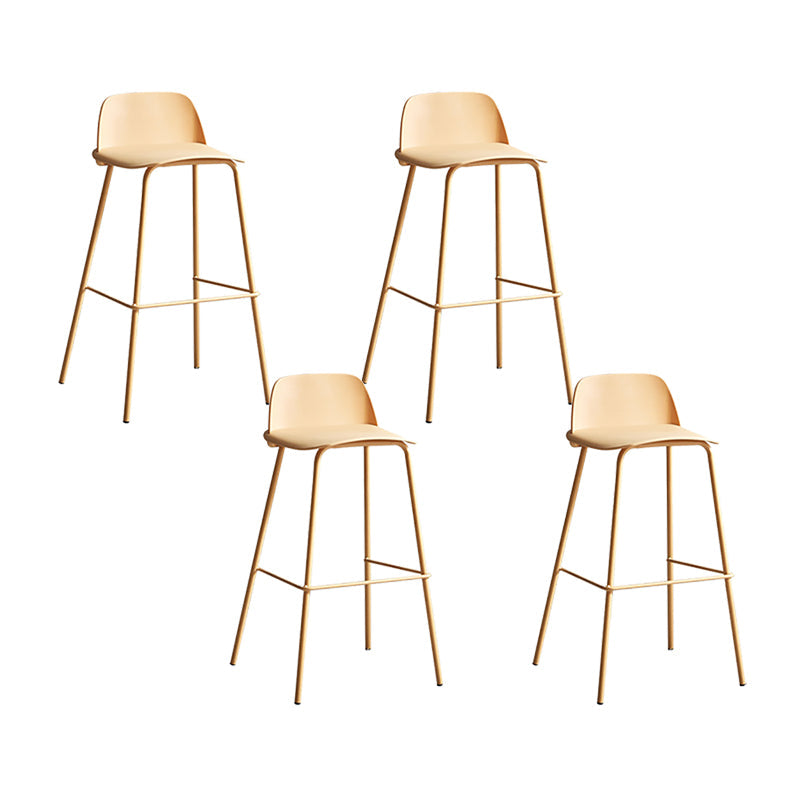 Plastic Stool Contemporary Low Back Bar Height Stool with Metal Legs