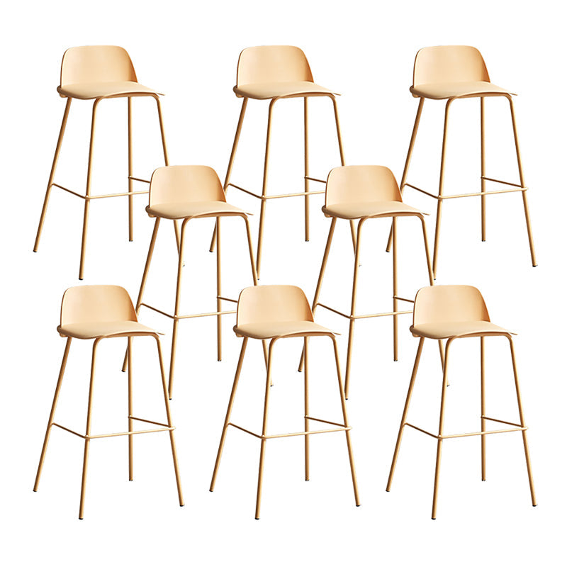 Plastic Stool Contemporary Low Back Bar Height Stool with Metal Legs