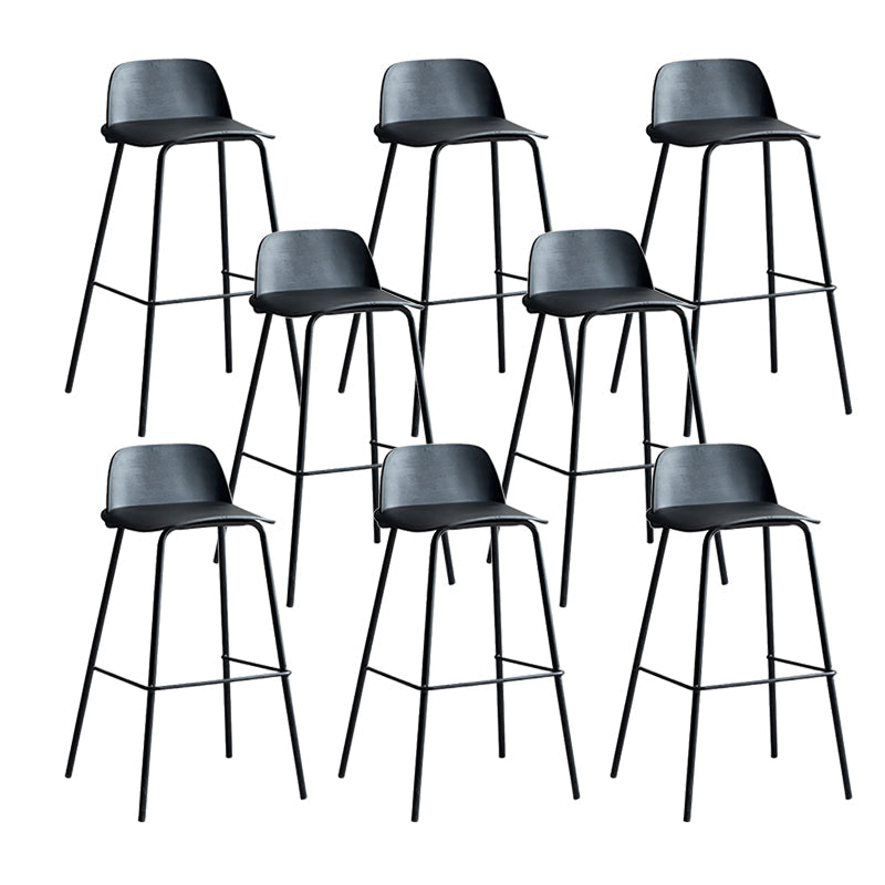 Plastic Stool Contemporary Low Back Bar Height Stool with Metal Legs