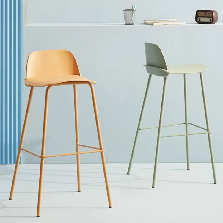 Plastic Stool Contemporary Low Back Bar Height Stool with Metal Legs